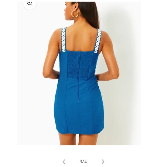 Lilly Pulitzer Isleen Blue Skirted Cotton Romper Womens Size 16 NWOT - Picture 3 of 14